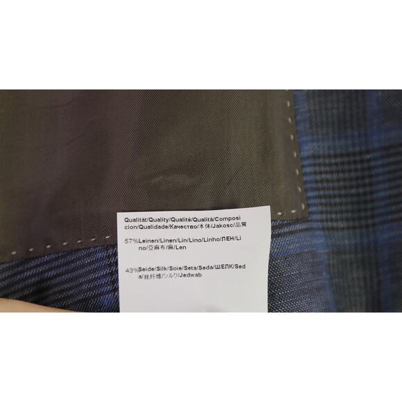 Hugo Boss Tailored Blue Plaid Linen Silk Sportcoat Blazer Current Piacenza 40R - Picture 11 of 11